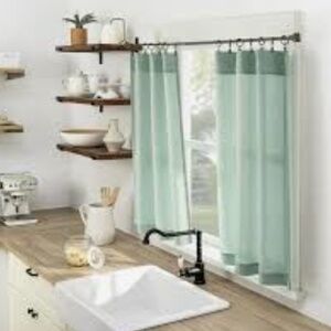 Aqua Cafe Tier Curtain Set Teal Curtain Set 56 x 36 curtains